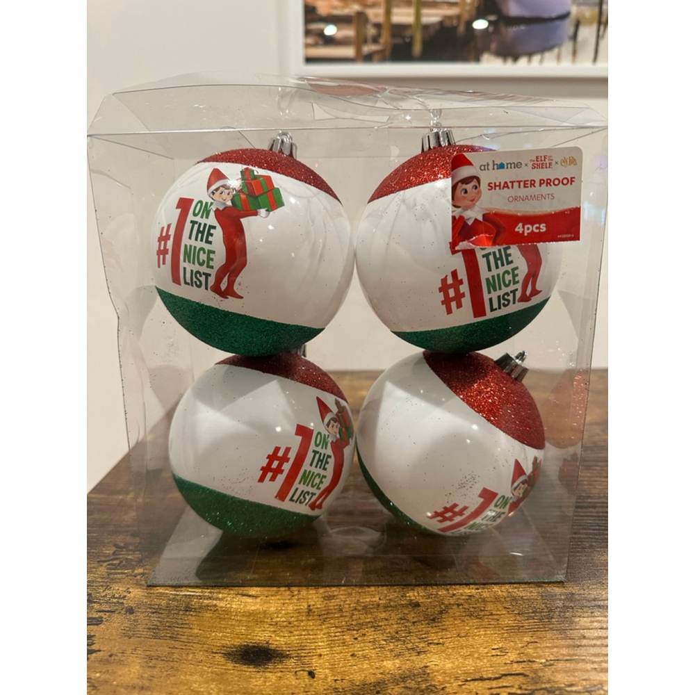 NWT At Home Elf on the Shelf Christmas Ornaments 4pc